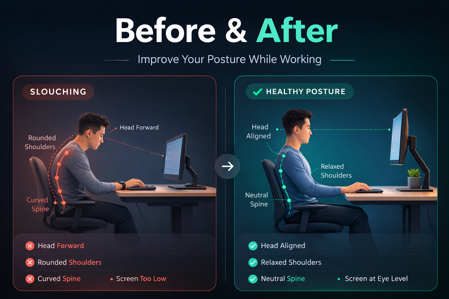 Example of upright and slouching side-profile photos